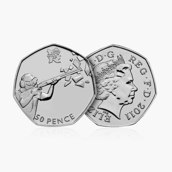 2011 Circulated Olympics - Shooting 50p Coin For Sale