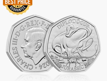 Iconic Specimens - Diplodocus 2024 50p UK Coin on Sale