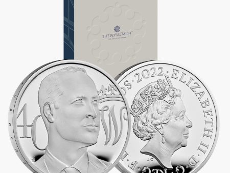 40th Birthday of HRH Prince William, Duke of Cambridge 2022 UK £5 Silver Proof Coin For Sale