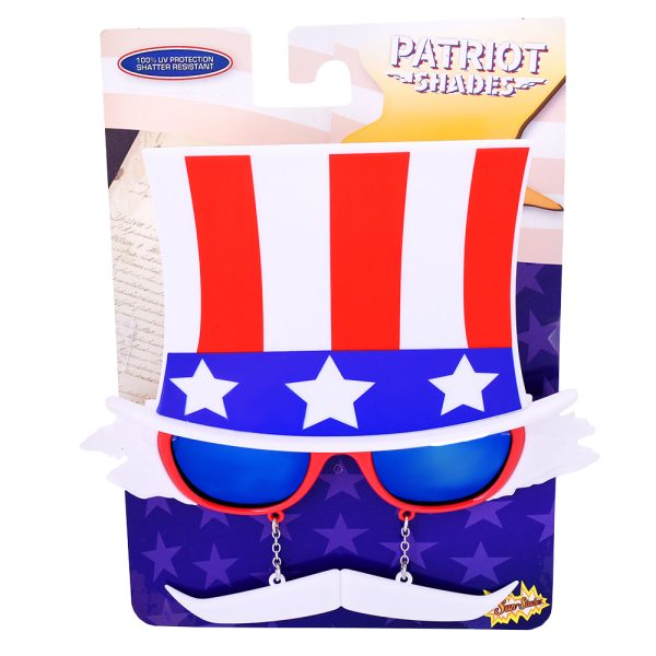 Uncle Sam Blue Lens Sunglasses with Beard | Sun-Staches Online Hot Sale