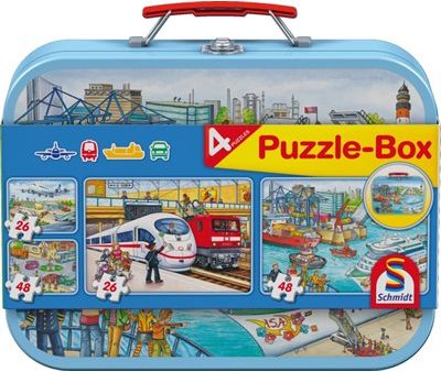 Puzzle - Schmidt Spiele - Vehicles Tin (2x26 Pieces, 2x48 Pieces) Online now