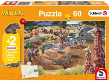 Puzzle - Schmidt Spiele - Schleich At the Watering Hole (60 Pieces) Cheap