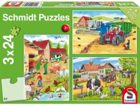 Puzzle - Schmidt Spiele - On the Farm (3x24 Pieces) Online Hot Sale