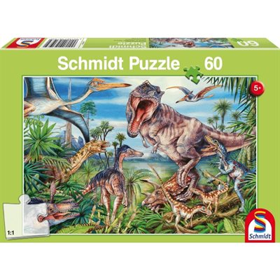 Puzzle - Schmidt Spiele - Amongst the Dinosaurs (60 Pieces) on Sale